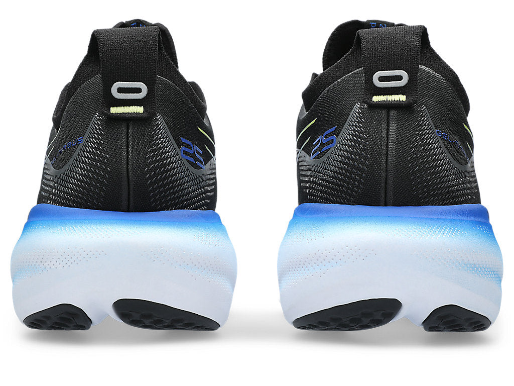Back view of the Men's Nimbus 25 in Black/Glow Yellow