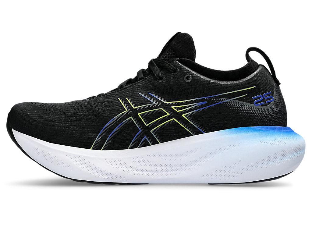 Medial view of the Men's Nimbus 25 in Black/Glow Yellow