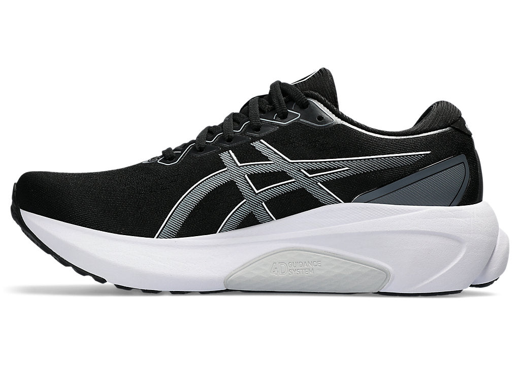 Medial view of the Men's ASICS Kayano 30 in the color Black/Sheet Rock