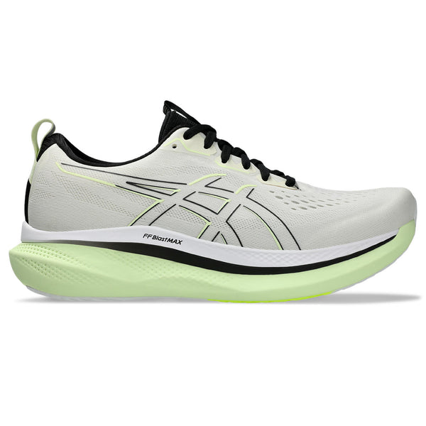 This ASICS running shoe has a few pops of light green on the upper and that matches the color on the midsole.