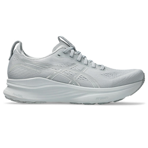 Gray running shoe on a white background.