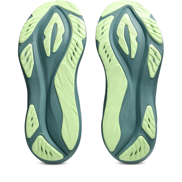 Lime green rubber is used on the outsole.