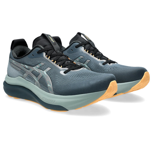 A silver Asics logo is in the middle of the upper on both sides.