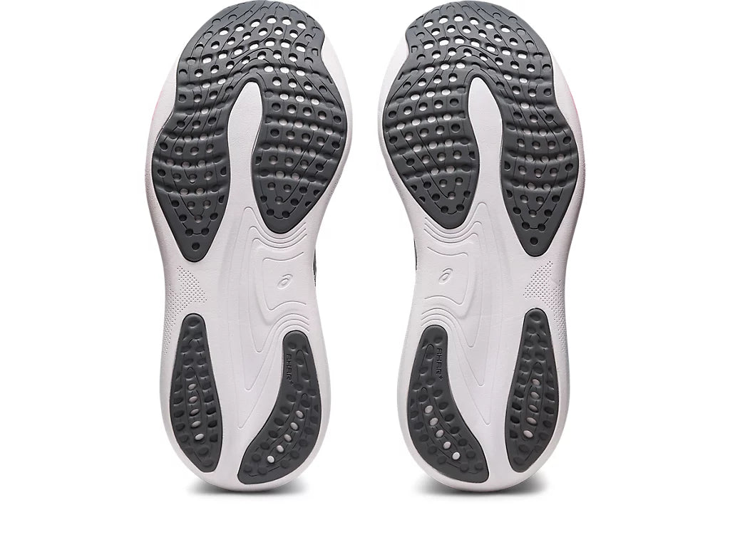 Bottom (outer sole) view of the Women's ASICS Nimbus 25 in the color Sheet Rock/White
