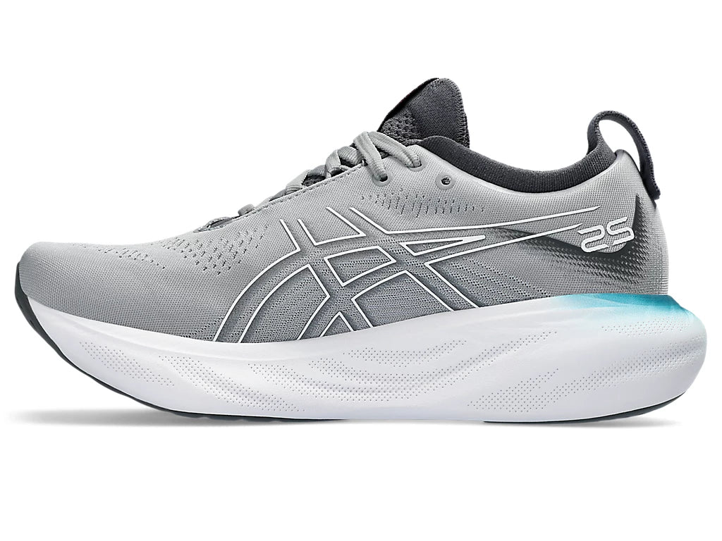 Medial view of the Women's ASICS Nimbus 25 in the color Sheet Rock/White