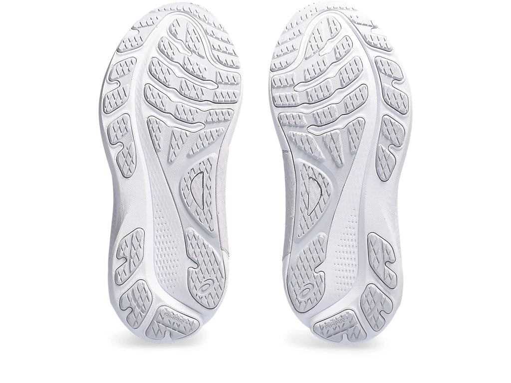 Bottom (outer sole) view of the Women's Kayano 30 (Anniversary) in White/Lilac/Hint