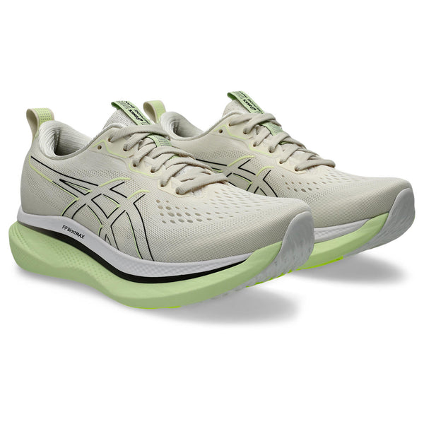 This women's running shoe has a Birch color in the upper that is an off white color with a bit of light green.