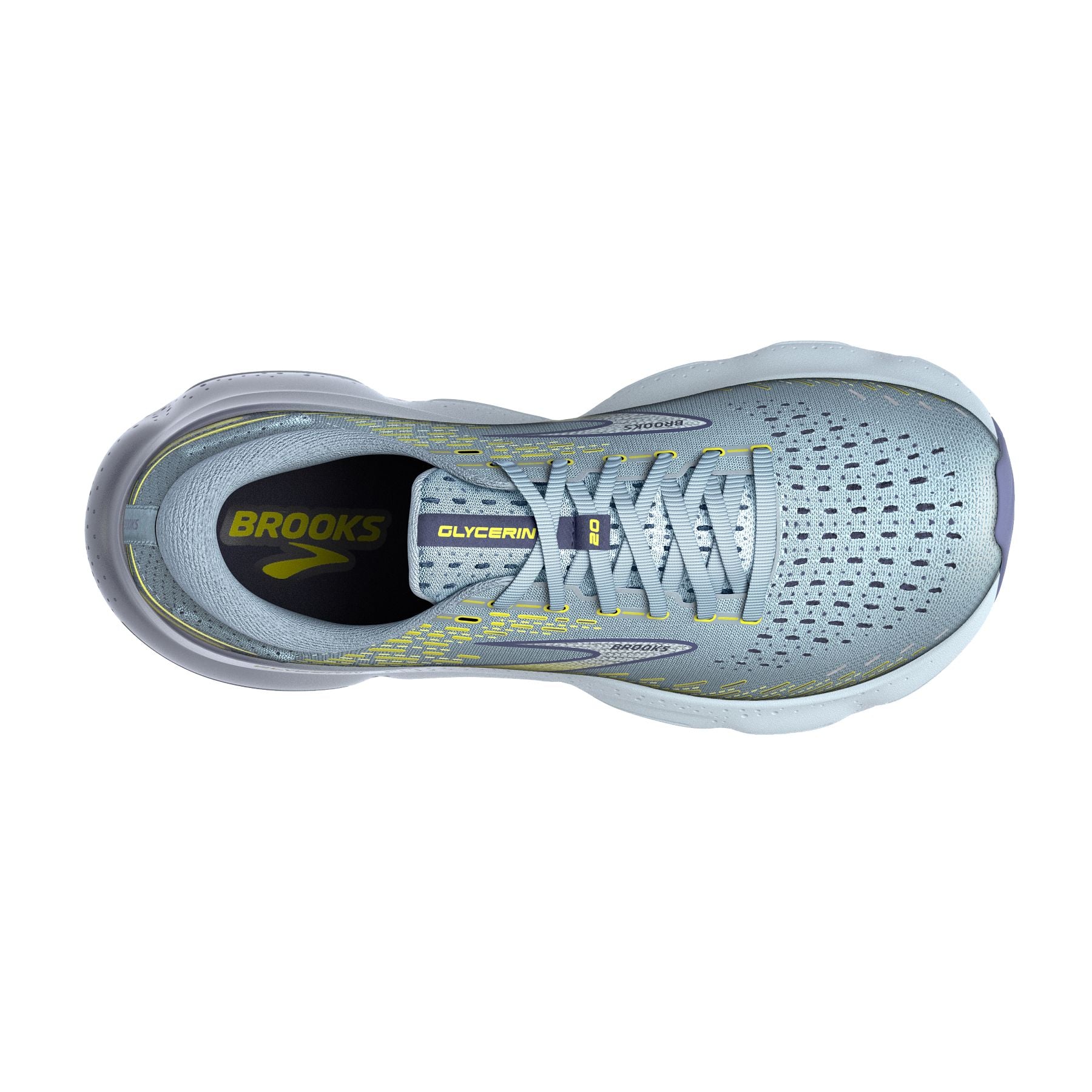 Top view of the Men's Glycerin 20 by Brook's in the color Blue/Crown Blue/Sulphur