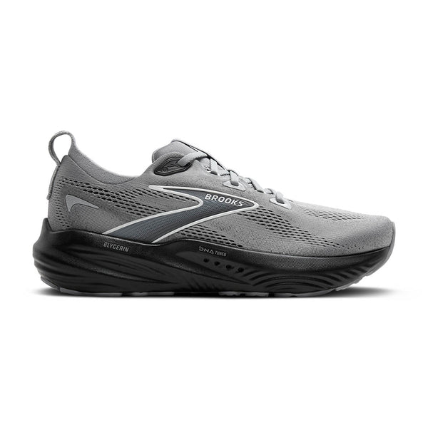 This grey and black shoe has slight pops of white.