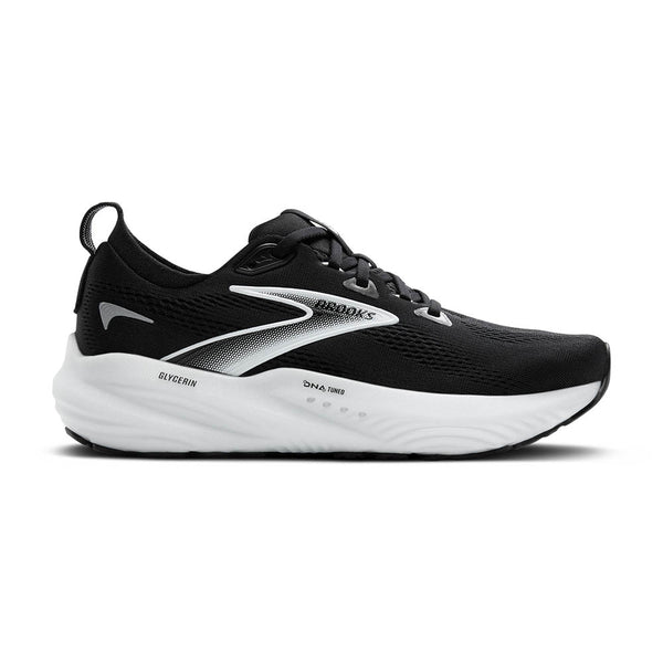 This men's Brooks Glycerin 22 comes with a black upper and white midsole.