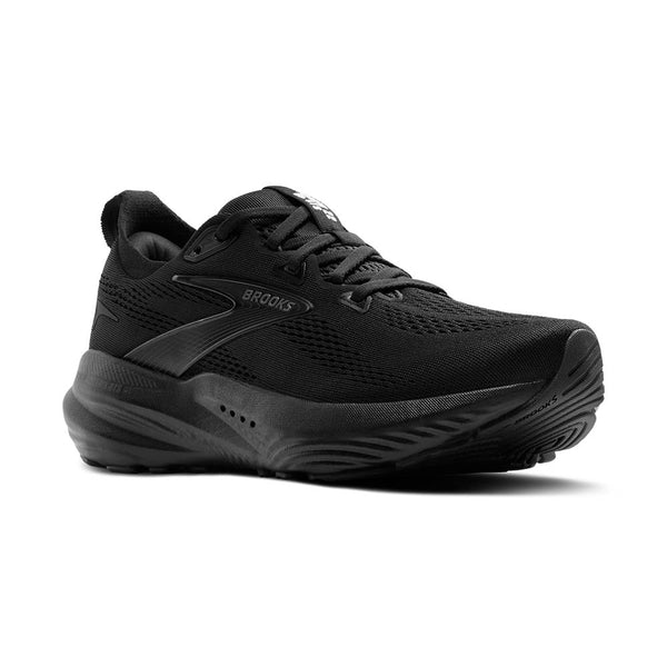 This shoe is monochromatic with a black upper, midsole, and outsole.