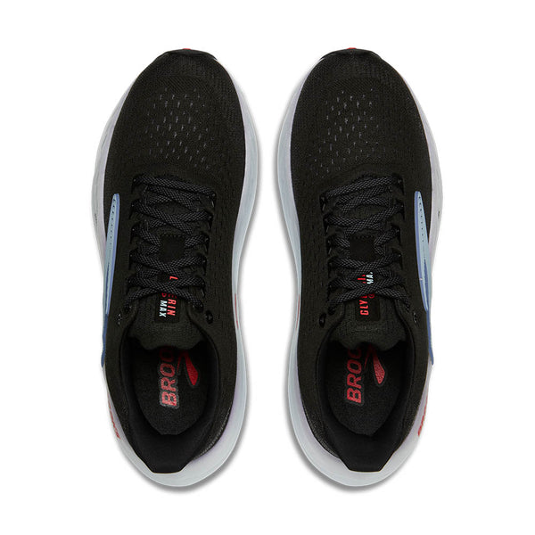 This shoe's upper is black with black laces to match.