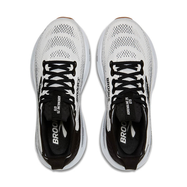 White running shoes with black accents on a white background