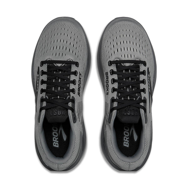 The tongue and laces of this shoe are black which pop against the rest of the grey upper.