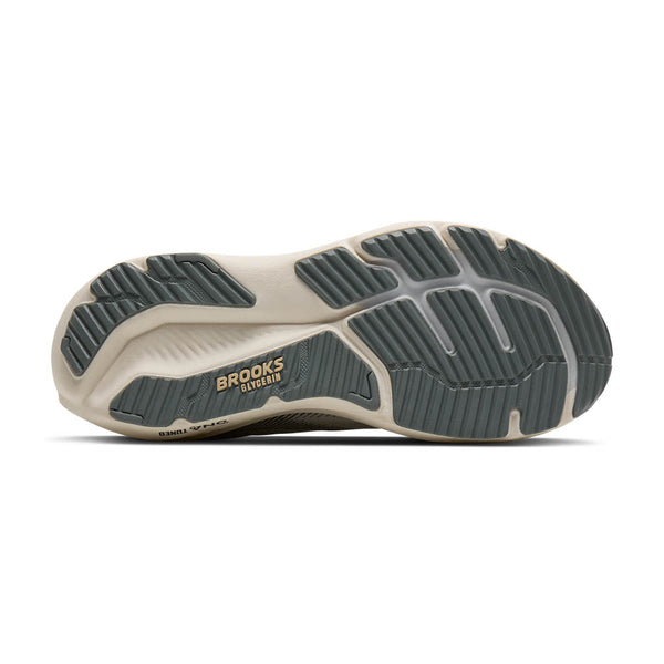 The outsole of this shoe has the works "Brooks Glycerin" written near the heel.