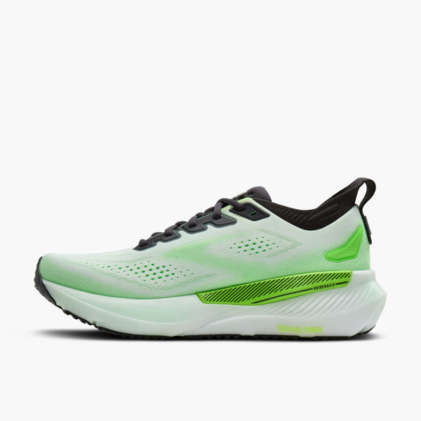 A neon green stripe runs across the midsole on the medial side.