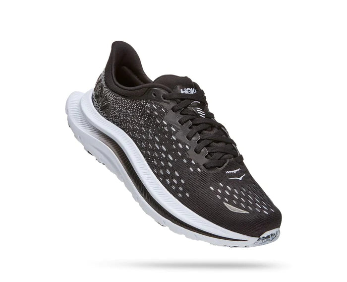Lateral angled view of the Women's Hoka Kawana in the color Black/White