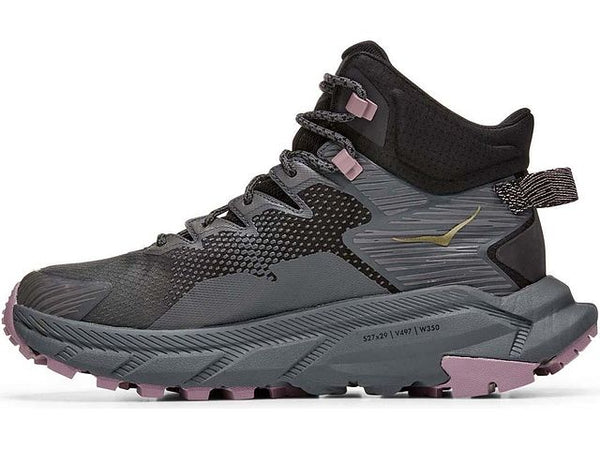 Medial view of the Women's Trail Code GTX by HOKA in Black/Castlerock