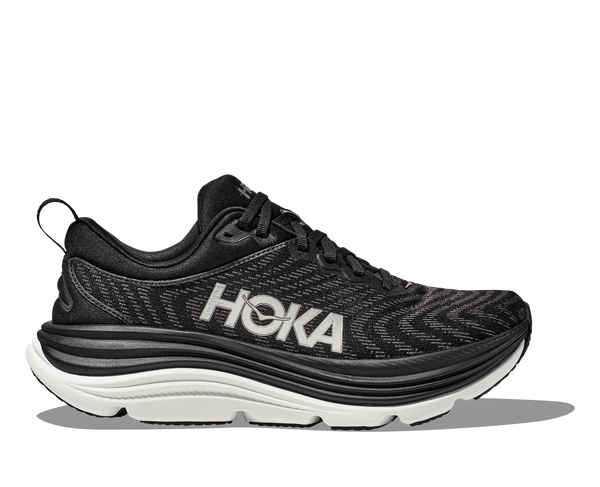 The Gaviota 5 has a black upper and half black half white midsole.