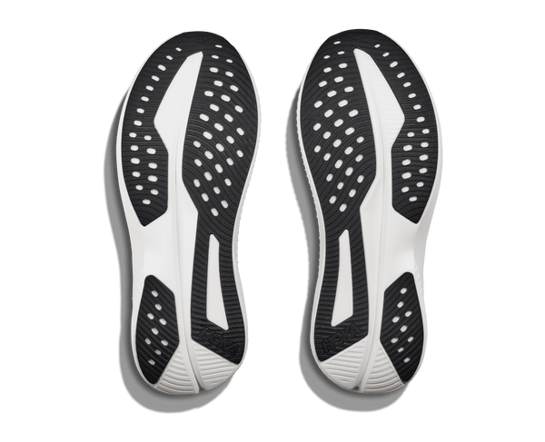 The outsole of the Mach 6 has rubber along the entire medial side and less on the lateral side of the shoe.