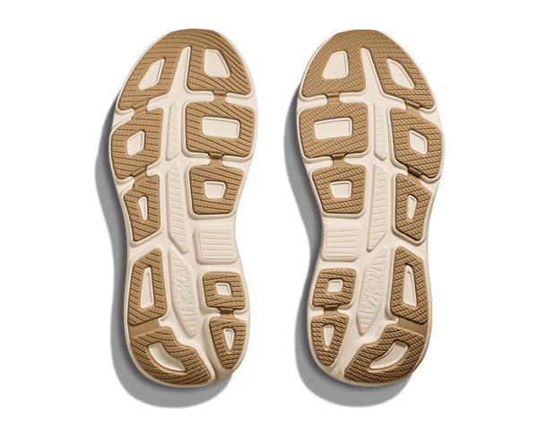 Close-up of the outsoles of a pair of shoes with a clear background