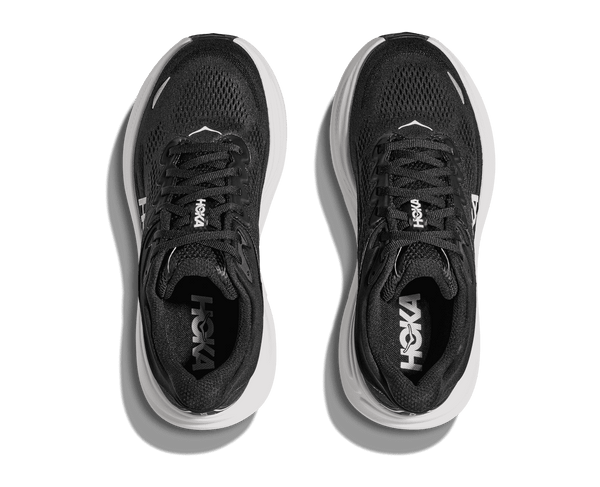 When looking down at the Bondi 9 the flared midsole can be seen underneath the slim fitting upper.