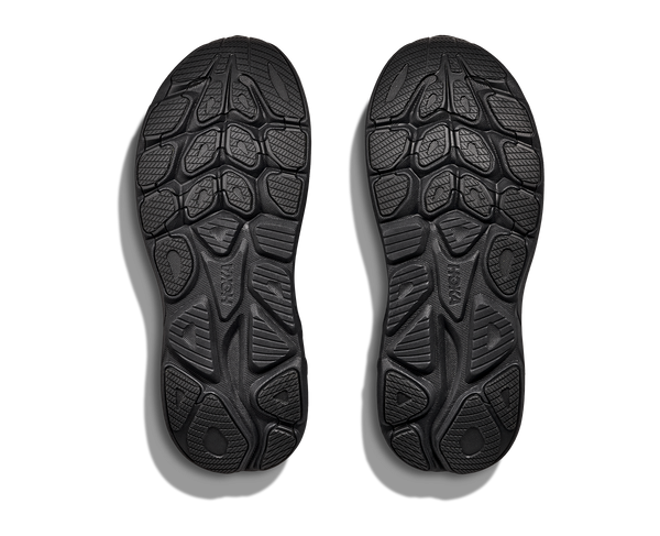 All black running shoe on a white background