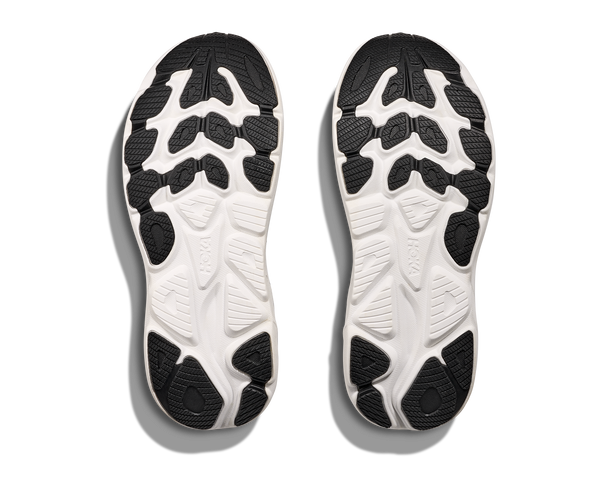 Black rubber is used on the outsole of the shoe to contrast the white midsole.