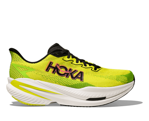 This Mach X 3 has a neon green and yellow upper with a white midsole.