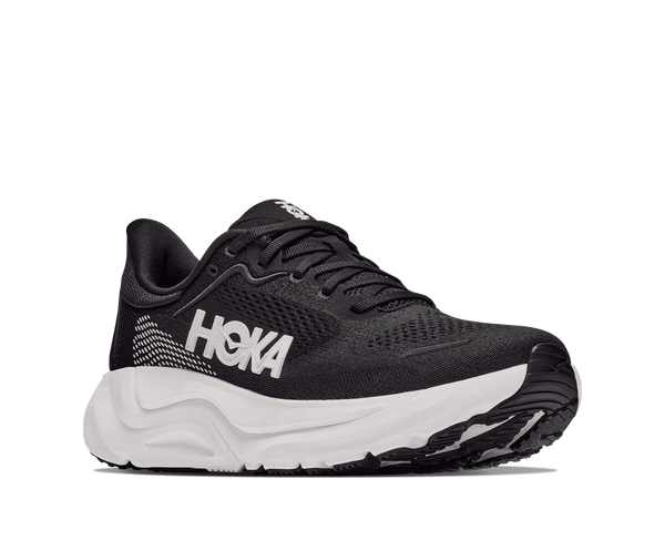Black and white running shoe on a white background