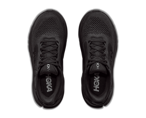 All black running shoe on a white background