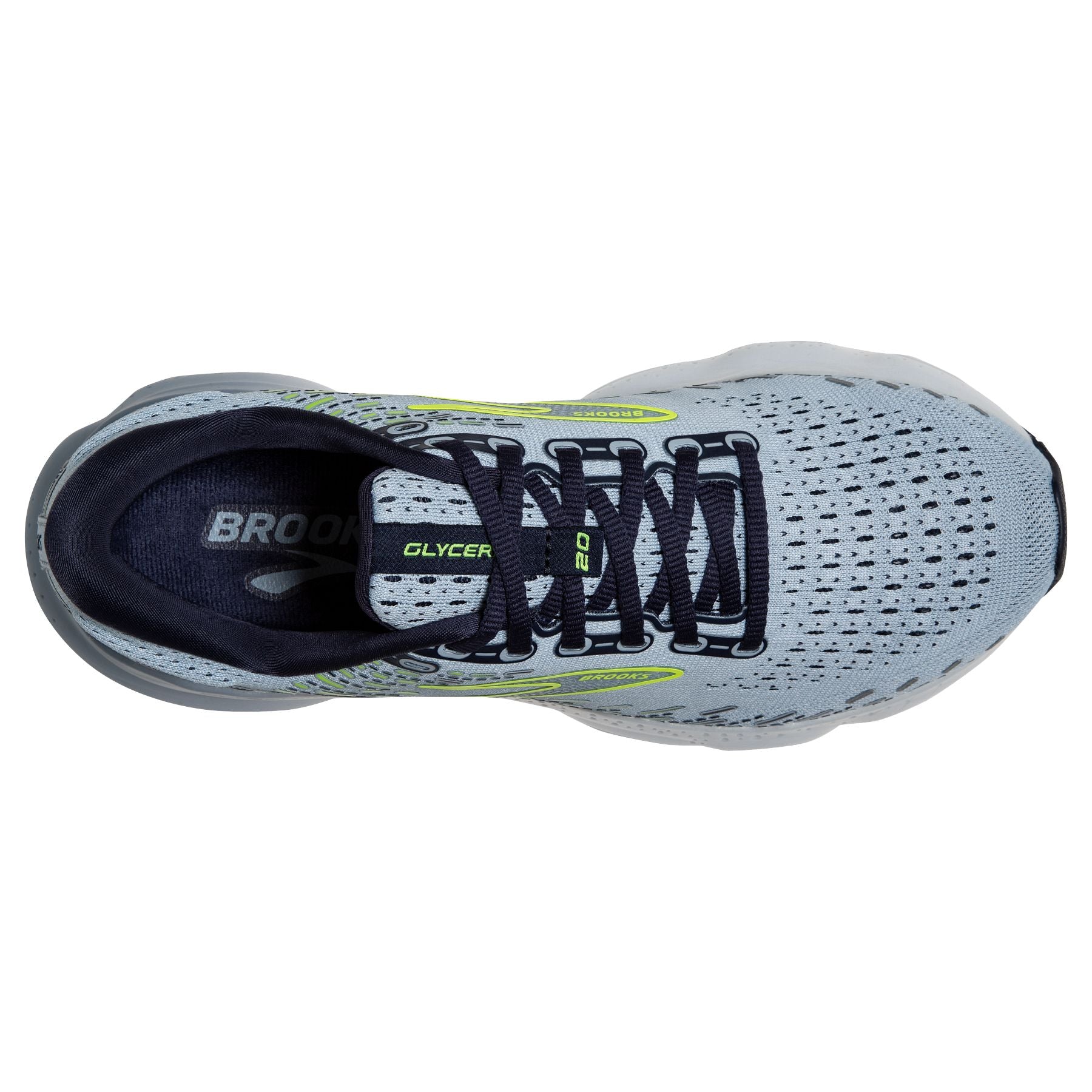 Top view of the Women's Glycerin 20 in the color Light Blue/Peacoat/Nightlife
