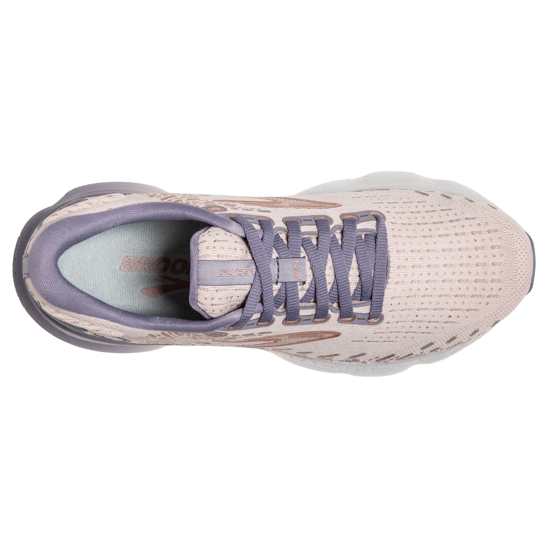 Top view of the Women's Glycerin 20 by Brooks in the color Lilac/Silver Bullet/Pink