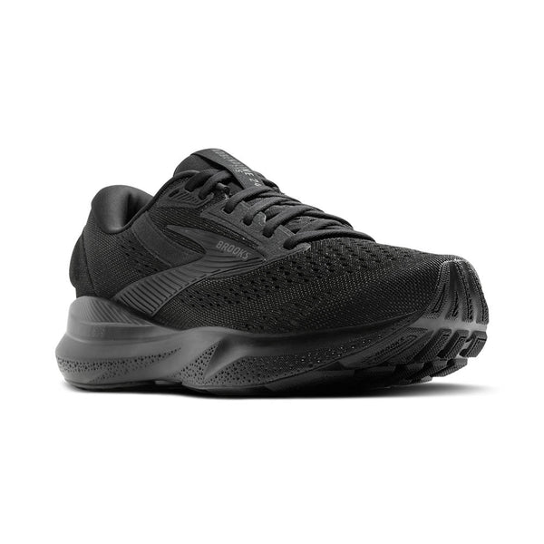Black running shoe on a white background