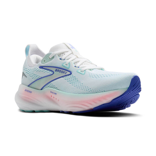 The translucent look to this shoe fades from blue to pink.