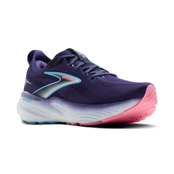 This version of the Women's Glycerin GTS 22 has a dark purple upper and white midsole with pops of pink.