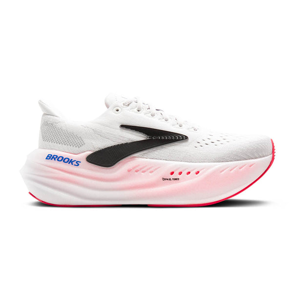 The Women's Glycerin Max features a black Brooks logo against a white midsole and upper.