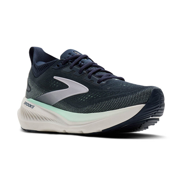 Navy Glycerin 23 running shoe with white sole on a white background