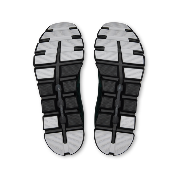 Top view of a black and white shoe sole on a white background
