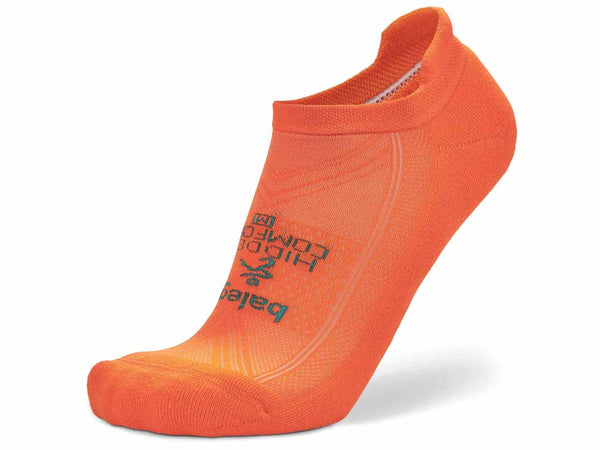 Orange sock with brand logo on a white background