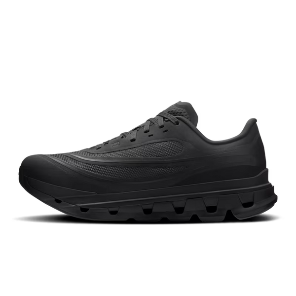 The medial side of an all black fashion shoe from On.
