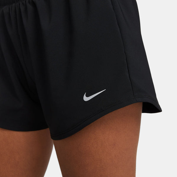Black shorts with a Nike logo on a white background