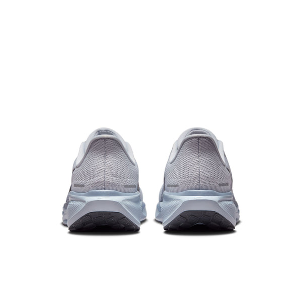 Pair of gray athletic shoes on a white background