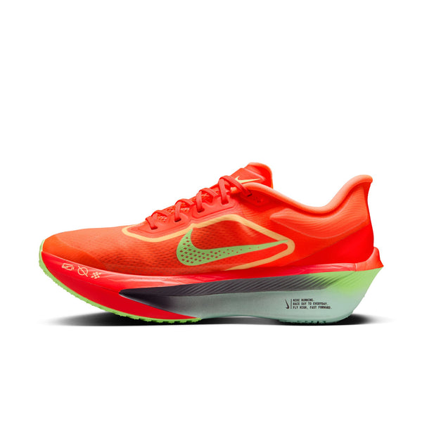 The medial side of the Zoom Fly 6 has a small Swoosh logo and an ombre look on the midsole.