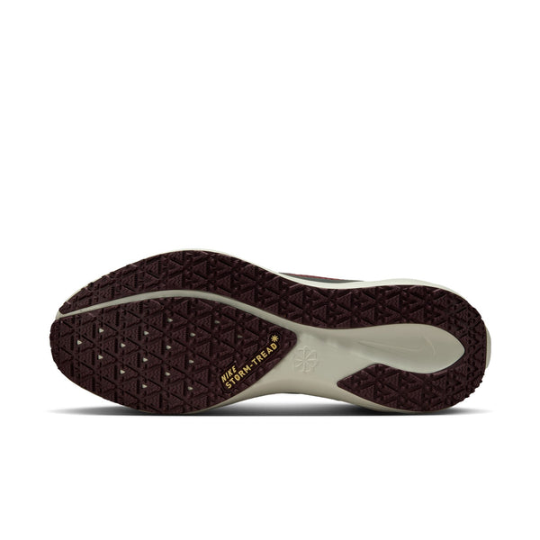 The outsole of this Nike running shoe has extra tred on the bottom since they are great in stormy weather.