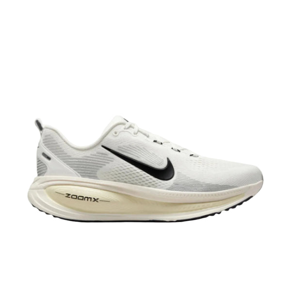 This Women's Vomero 18 is almoat all white on the lateral except the black Swoosh.