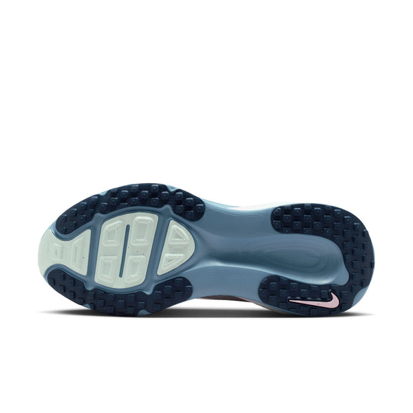 Sole of a shoe with a visible brand logo on a white background