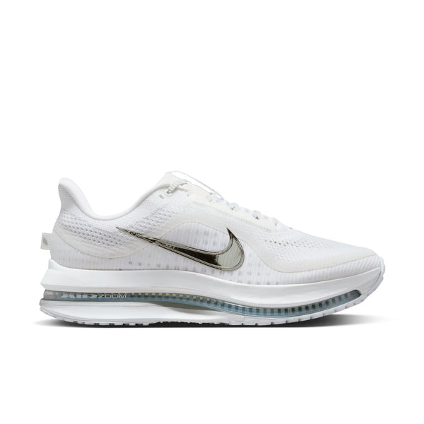 White Nike running shoe with Nike logo on a white background.