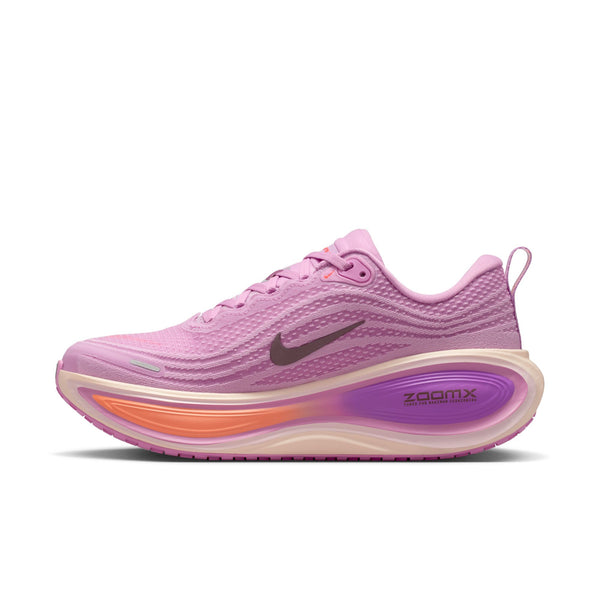 Pink running shoe with Nike logo on a white background