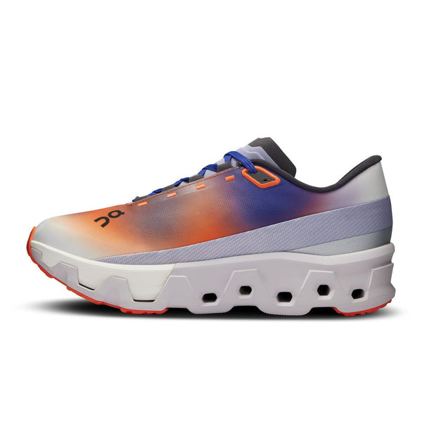Multicolored men's On running shoe on a white background
